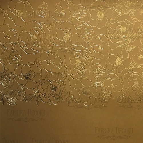 Відріз шкірзаму з тисненням золотою фольгою, дизайн Golden Pion Gold, 50см х 25см - фото 1
