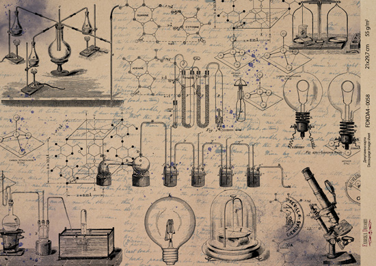Kraft decoupage paper, 29,7x21cm, “Scienze antiche”, #0058