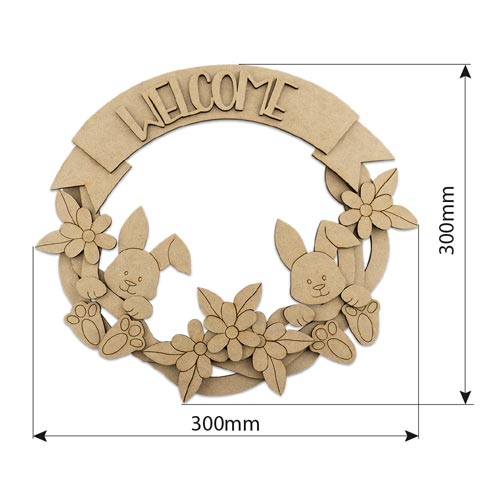 DIY wooden coloring set, Easter wreath with bunnies and inscription "Welcome", #011 - foto 1