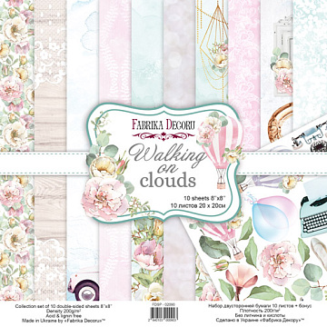 Double-sided scrapbooking paper set Walking on clouds 8"x8", 10 sheets