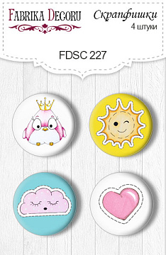 Set mit 4 Stk. Flair Buttons zum Scrapbooking "Mein kleines Sparrow Mädchen 3" #227