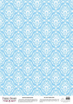 Deco vellum colored sheet Light Blue Damask, A3 (11,7" х 16,5")