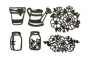Набор чипбордов Баночки, лейка, стакан и цветы 10х15 см #779