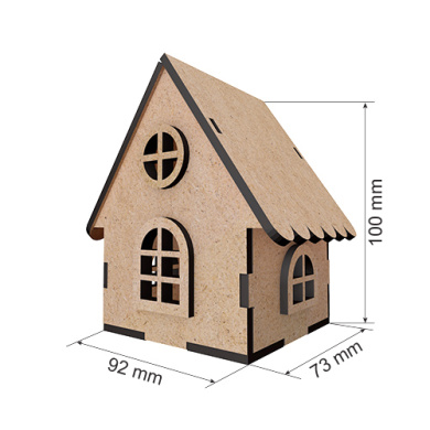 Заготовка для декорирования "Домик 12" с LED свечой в комплекте,  92 x 73 x 100 мм, #403 color_MDF - 2  Заготовка для декорирования "Домик 12" с LED свечой в комплекте,  92 x 73 x 100 мм, #403 color_MDF - 2