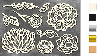 Chipboard embellishments set, "Flowers 1" #033