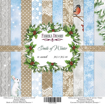 Double-sided scrapbooking paper set Smile of winter 12"x12", 10 sheets