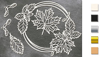 Chipboard embellishments set, "Round frame with leaves" #472