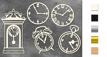 Chipboard embellishments set, Clock  #644