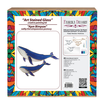 Art Stained Glass Kit “Two Whales", for painting by numbers - 2