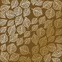 Sheet of single-sided paper with gold foil embossing, pattern Golden Delicate Leaves, color Milk chocolate, 12"x12"