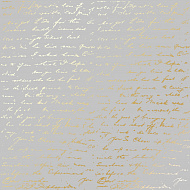 лист односторонней бумаги с фольгированием, дизайн golden text gray, 30,5см х 30,5см