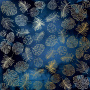 Sheet of single-sided paper with gold foil embossing, pattern Golden Tropical Leaves Night garden, 12"x12"