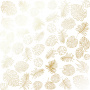 Sheet of single-sided paper with gold foil embossing, pattern Golden Tropical Leaves White, 12"x12"