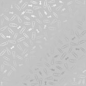 лист односторонней бумаги с серебряным тиснением, дизайн silver drawing pins and paperclips, gray, 30,5см х 30,5см