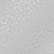 лист односторонней бумаги с фольгированием silver drawing pins and paperclips, color gray 30,5х30,5 см