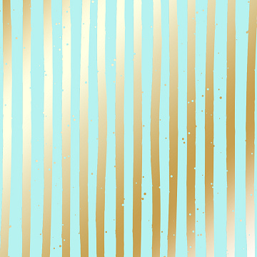 Arkusz papieru jednostronnego wytłaczanego złotą folią, wzór "Złote Paski Turkus", 30,5x30,5cm 