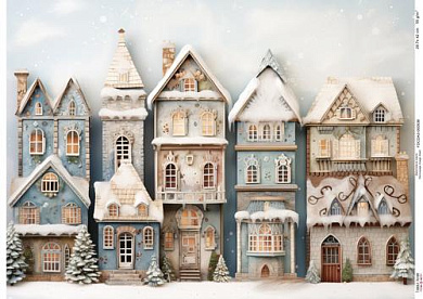 Decoupage Card Snow-covered houses-5, #0938, 29.7x42cm