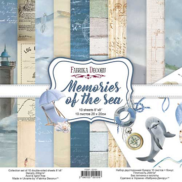 Doppelseitiges Scrapbooking-Papierset Memories of the Sea, 20 cm x 20 cm, 10 Blätter