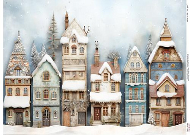 Decoupage Card Snow-covered houses-6, #0939, 29.7x42cm