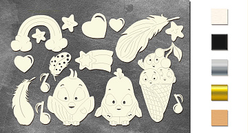 Chipboard embellishments set, Cutie sparrow #612