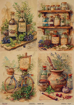 Kraftowy papier do decoupage, 29,7x42 cm, „Botany Vintage”, #0051