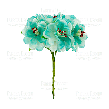 Set of flowers of the apple tree turquoise with white, 6 pcs