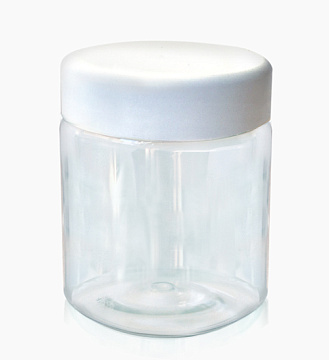 Plastic jar 150 ml, transparent, with white cap