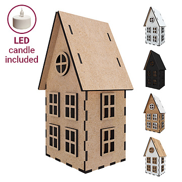 Blank for decorating "House 12" with LED candle included,  95 x 83 x 185 mm, #352