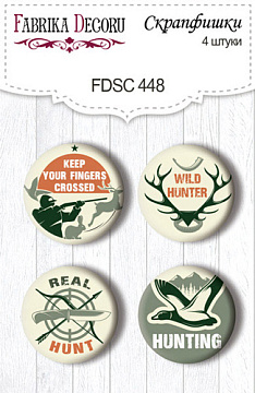 Set of 4pcs flair buttons for scrabooking Hunting EN #448