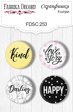 Set of 4pcs flair buttons for scrabooking "Magnolia in bloom" EN #253
