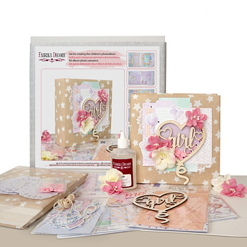 Zestaw kreatywny do tworzenia fotoalbumu dla dzieci w technice scrapbooking "My little mousy girl", 20cm x 20cm, #10