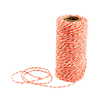 Baumwoll-Melange-Kordel. Weiß mit Orange.