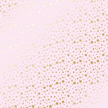 Sheet of single-sided paper with gold foil embossing, pattern "Goden stars Light pink, 12"x12"