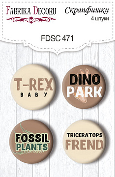 Zestaw 4 ozdobnych buttonów Dinosauria EN #471