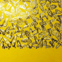 Stück PU-Leder mit Goldprägung, Muster Goldene Schmetterlinge Gelb, 50cm x 25cm