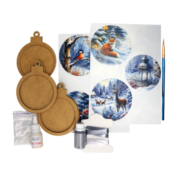 DIY wooden set “Winter Forest” for making 3 Christmas tree decorations, #052 - 2 DIY wooden set “Winter Forest” for making 3 Christmas tree decorations, #052 - 2