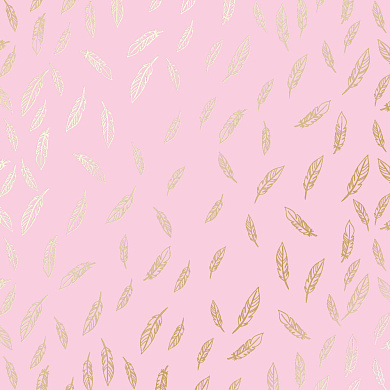 лист односторонней бумаги с фольгированием, дизайн golden feather pink, 30,5см х 30,5см