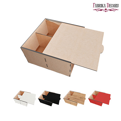 Коробка-пенал для подарочных наборов, сладостей, елочных украшений, 4 отделения, Набор DIY #285, MDF
