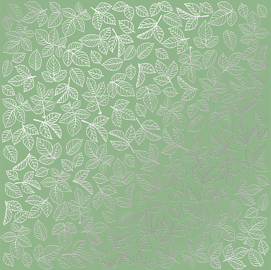 лист односторонней бумаги с серебряным тиснением, дизайн silver rose leaves, avocado, 30,5см х 30,5см
