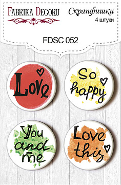 Set mit 4 Flair-Buttons für Scrapbooking #052