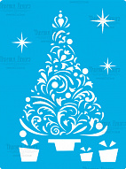 Stencil for crafts 15x20cm "Christmas tree made of curls" #349