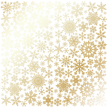 Blatt aus einseitigem Papier mit Goldfolienprägung, Muster Golden Snowflakes White, 12"x12"