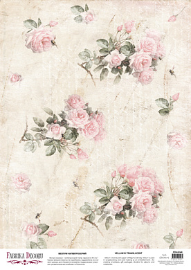 deco vellum colored sheet vintage roses, a3 (11,7" х 16,5")