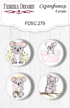Set of 4pcs flair buttons for scrabooking "Puffy Fluffy Girl 1" #279