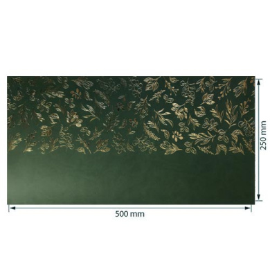 отрез кожзама с тиснением золотой фольгой, дизайн golden branches, color dark green, 50см х 25см - 2