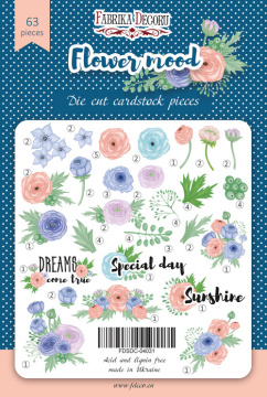 Set of die cuts Flower mood, 63 pcs - 2 Set of die cuts Flower mood, 63 pcs - 2