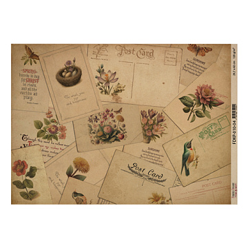 Arkusz kraft papieru z wzorem "Botany spring", #4, 42x29,7 cm