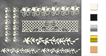 Chipboard embellishments set, "Openwork borders"