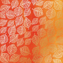 лист односторонней бумаги с фольгированием, дизайн golden delicate leaves, color yellow-orange aquarelle, 30,5см х 30,5см