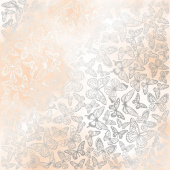 лист односторонней бумаги с серебряным тиснением, дизайн silver butterflies, beige watercolor, 30,5см х 30,5см